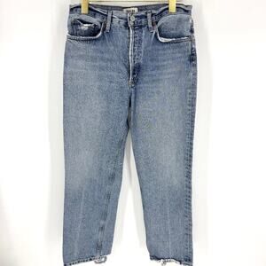 Agolde Lana Relaxed Straight Denim Jeans Raw Hem Size 27